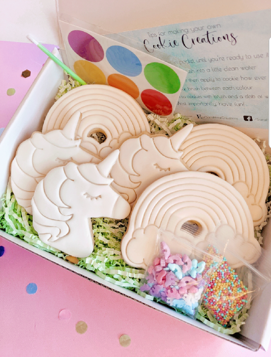Paint Your Own Cookies: Unicorns and Rainbows Theme